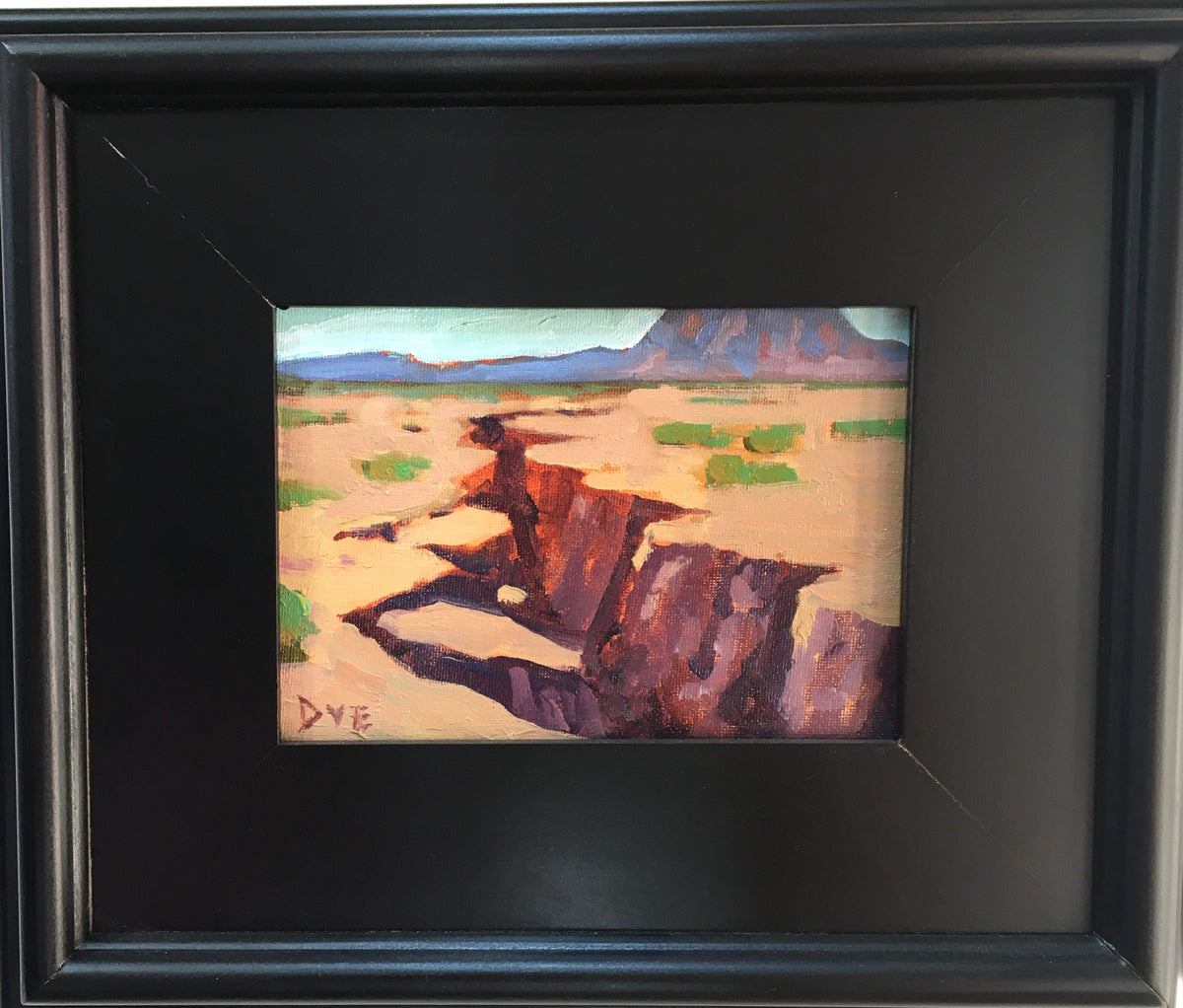 Untitled oil painting by Liam Matthew Dye in dark wooden frame
