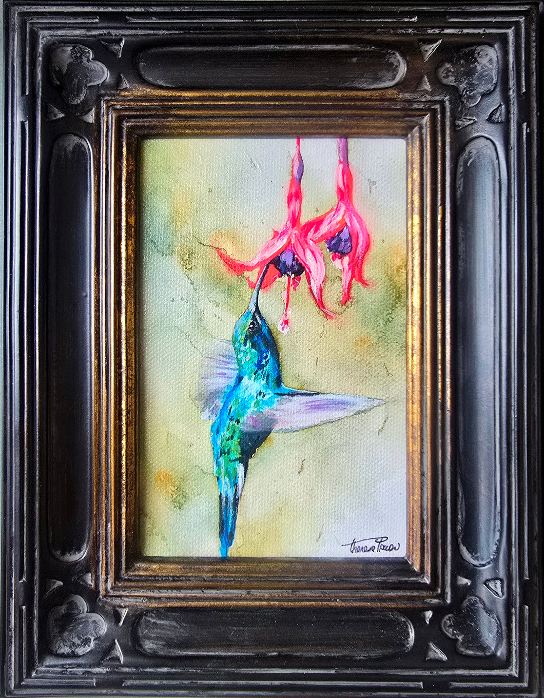 The Sweetest Nectar by Theresa Power, framed oil painting