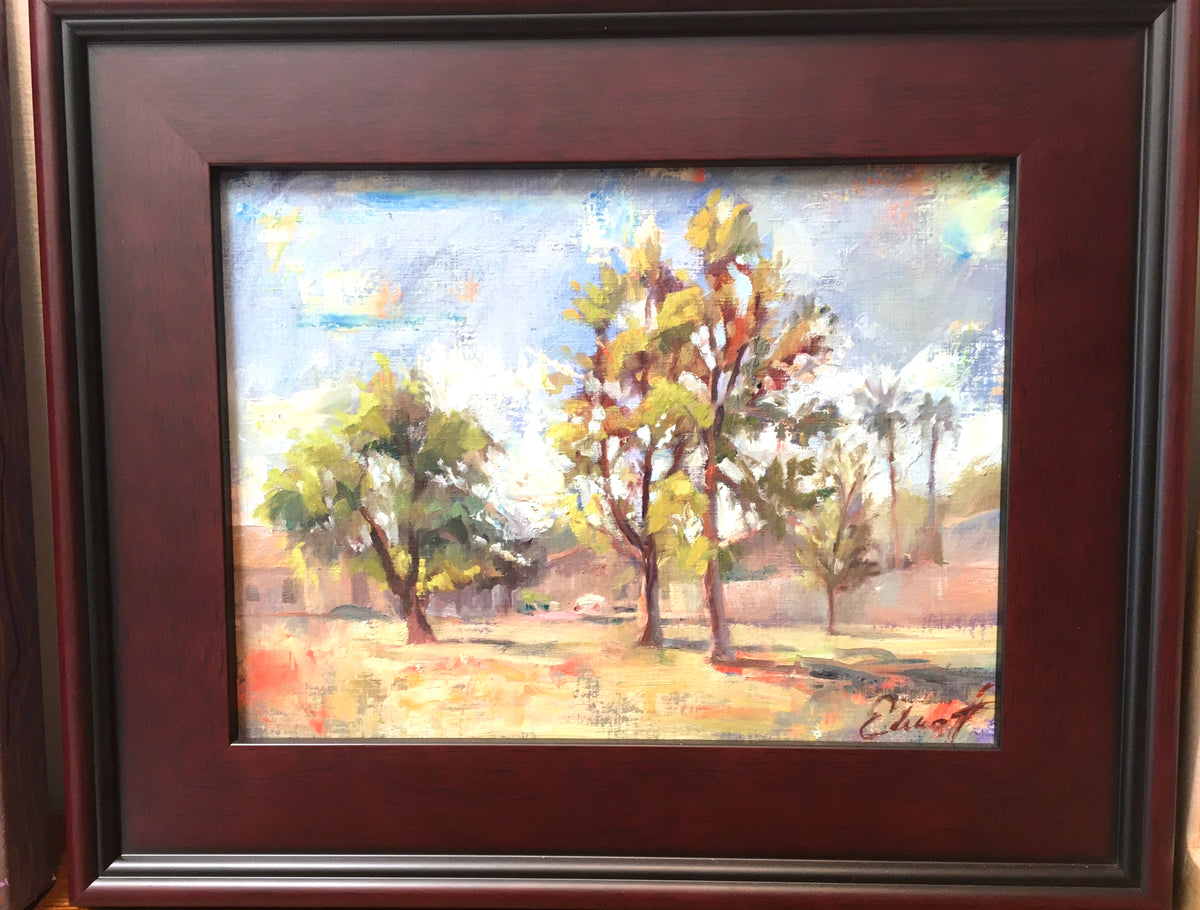 AZ Eucalyptus — original painting by Elisia Fernandez, shown in its frame
