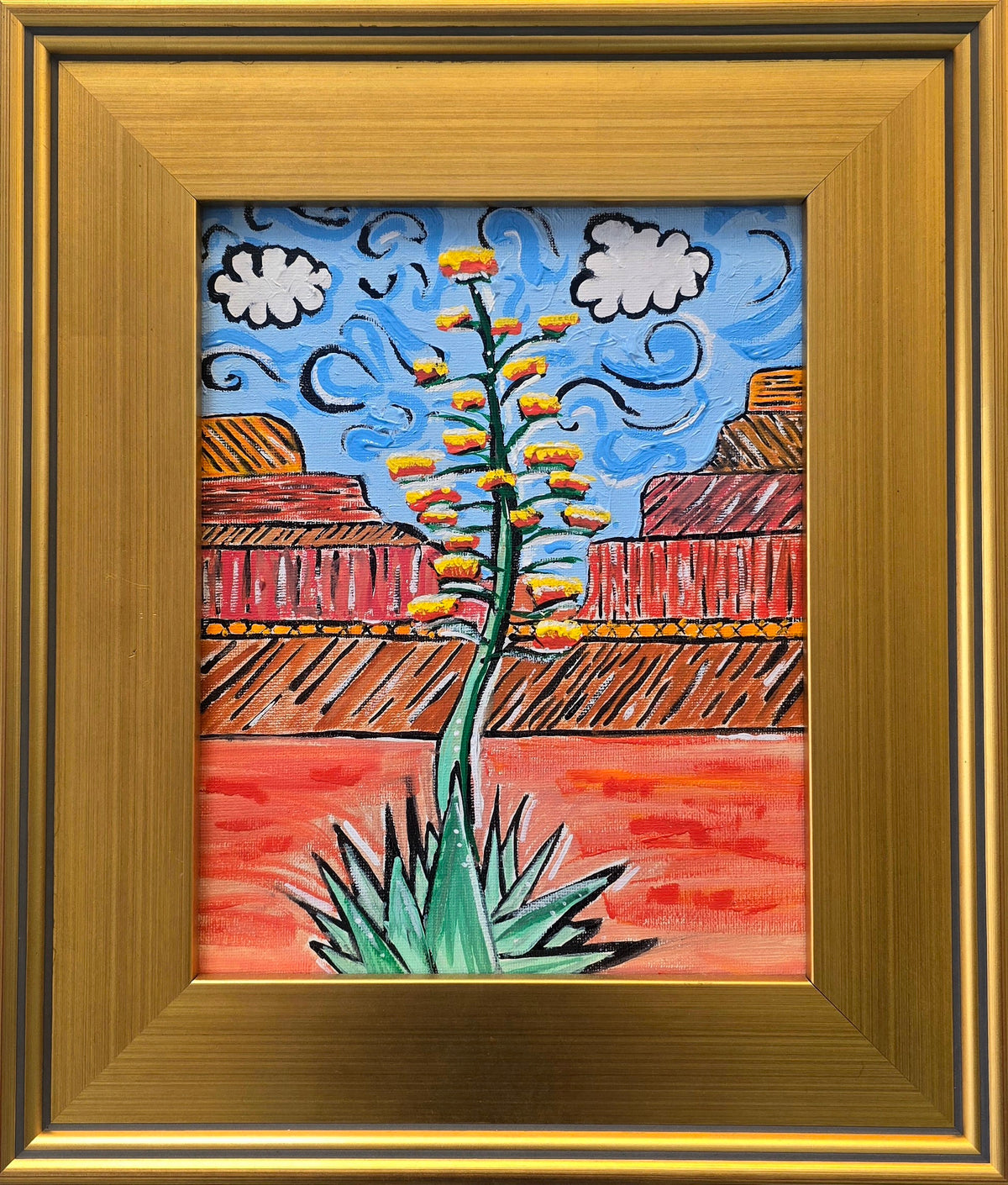 Untitled gouache by Jonita Sherman, framed