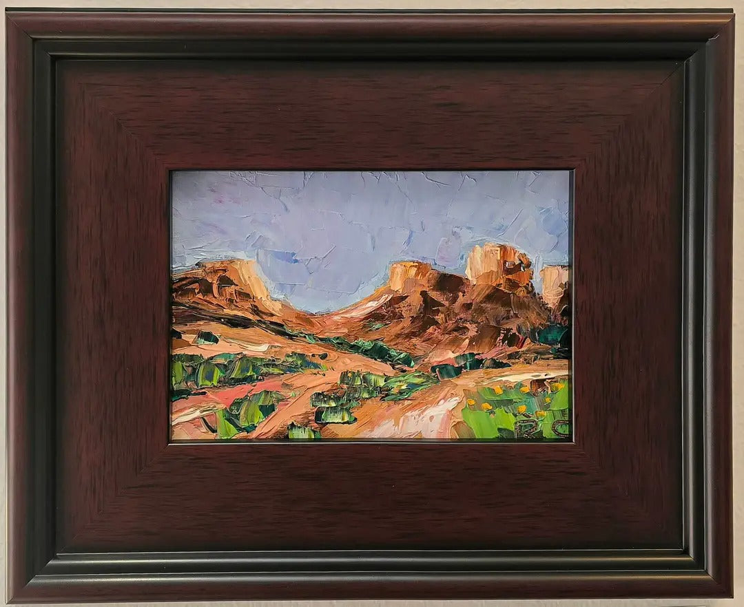 Red Rocks, original artwork by Rob Sherman, photographed in its frame