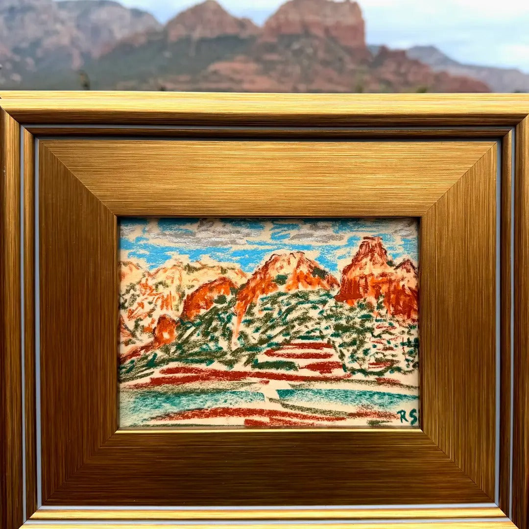 Sedona Wonders, original artwork by Rob Sherman, photographed in its frame