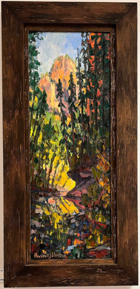 Autumn Charm, original artwork at Sky West Gallery; photographed in its frame