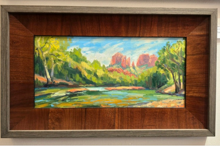 Oak Creek Summer, original artwork at Sky West Gallery; photographed in its frame