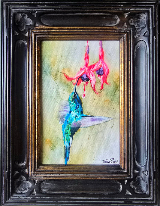 The Sweetest Nectar by Theresa Power, framed oil painting