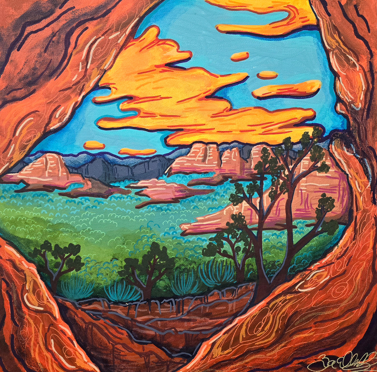 Nestled in the Birthing Cave by Zoe Vidgoff, acrylic painting